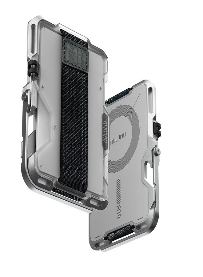 Aulumu G03 Transparently Magnetic Wallet Card Holder | Magnetic Wallet Compatible with MagSafe | Multi Function - Mobile Phone Stand/Grip | Bottle Opener | RFID Shielding Card - Translucent White - Image 1